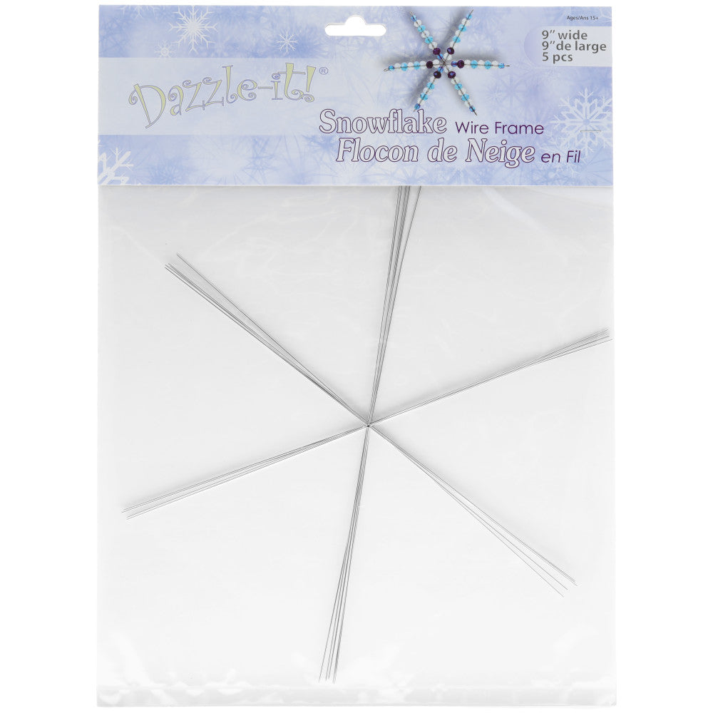Dazzle It, Snowflake Metal Wire Forms 9-Inch Snowflake 21 Gauge Thick (5pc Pack)