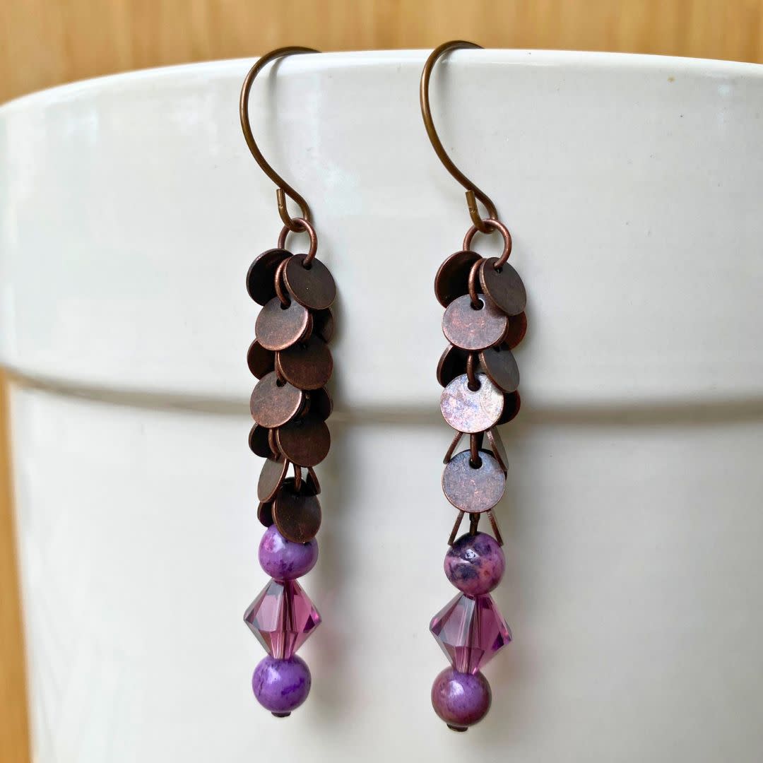 Purple Coin Earrings