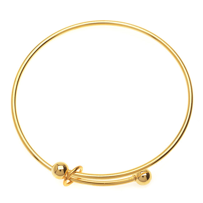 Expandable Charm Bangle Bracelet, Large 2-Ball Add a Charm, 1 Bracelet, Bright Gold