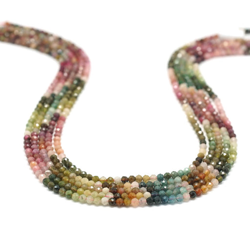 Dakota Stones Gemstone Beads, Banded Tourmaline, Faceted Round 3mm (15 Inch Strand)