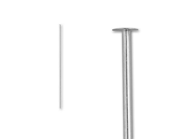 Head Pins, 2 Inches Long and 22 Gauge Thick, Sterling Silver (10 Pieces)