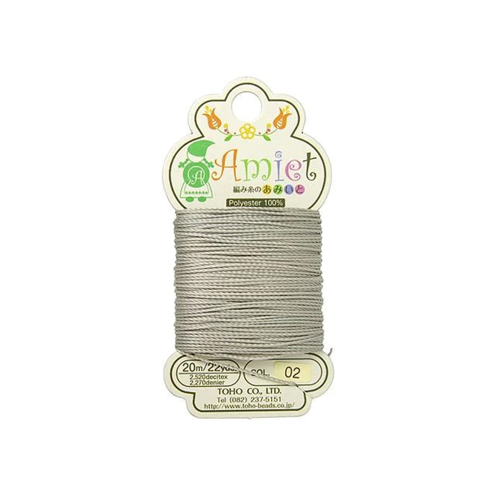 Toho Amiet Polyester Beading Thread, Gray, 0.5mm (20 Meters/22 Yards)