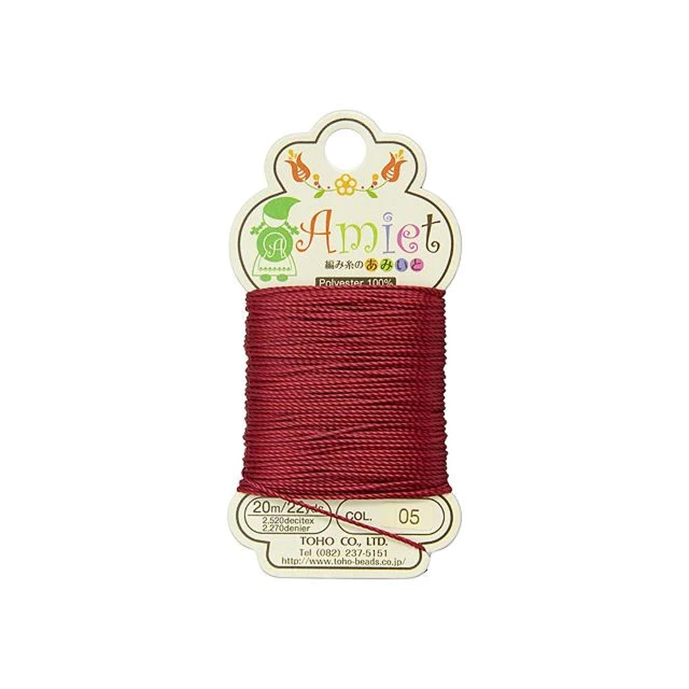 Toho Amiet Polyester Beading Thread, Carmine, 0.5mm (20 Meters/22 Yards)