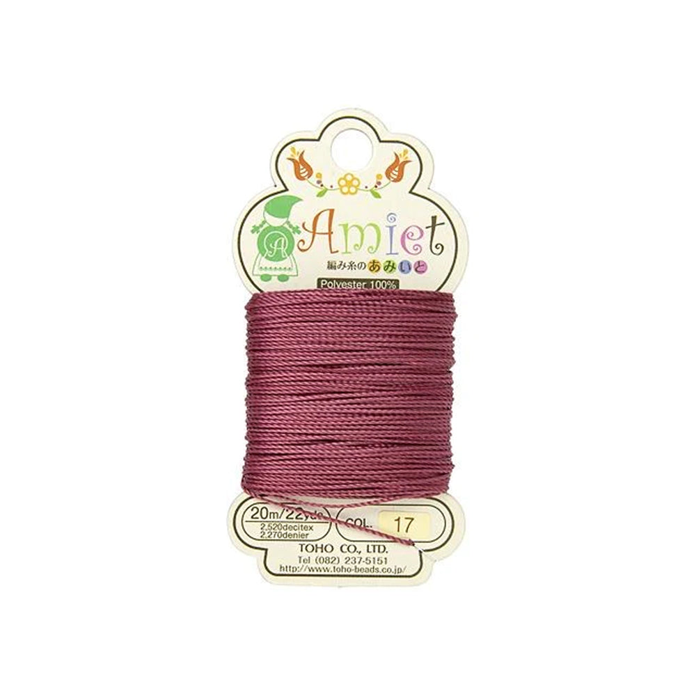 Toho Amiet Polyester Beading Thread, Burgundy, 0.5mm (20 Meters/22 Yards)