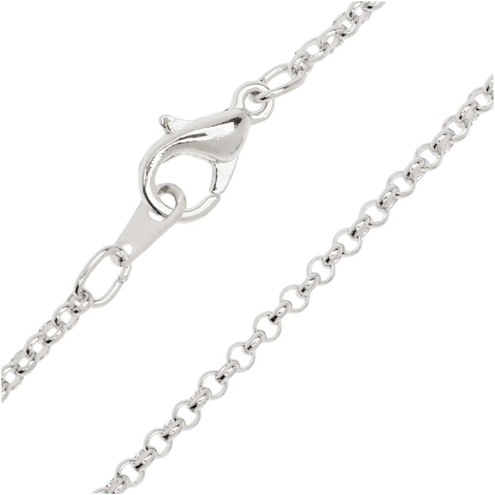 Finished Rolo Chain Necklace, Round Links with Lobster Clasp 2mm, 16 Inches, Silver Plated