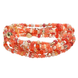 Stackable Seed Bead Bracelets in Coral