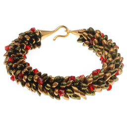 Retired Beaded Kumihimo Holiday Wreath Bracelet