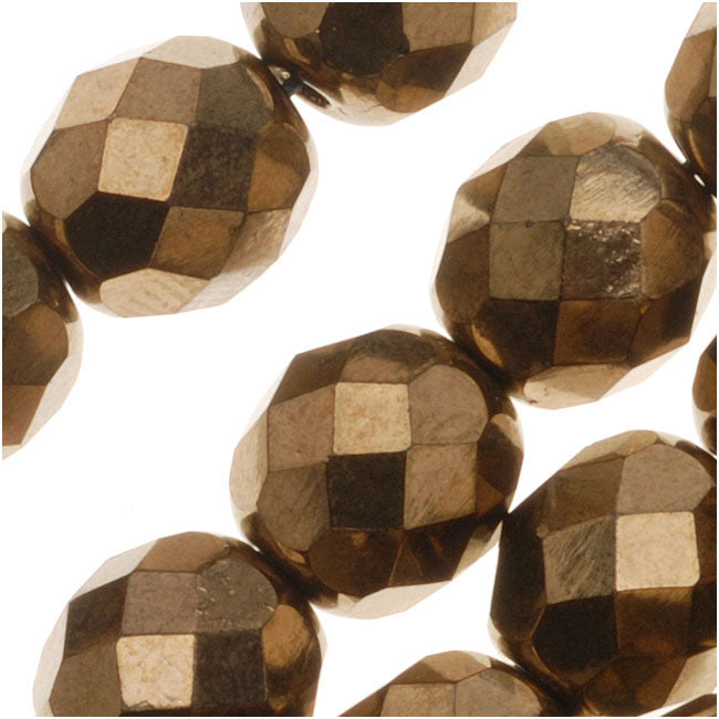 Czech Fire Polished Glass Beads 8mm Round Jet Black (25)