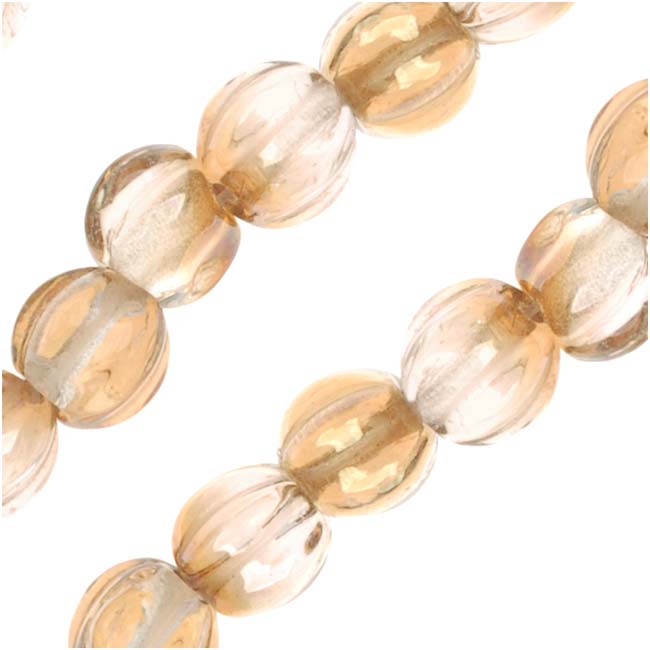 Czech Glass - Round Melon Beads 5mm Diameter 'Crystal Celsian' (50 pcs)