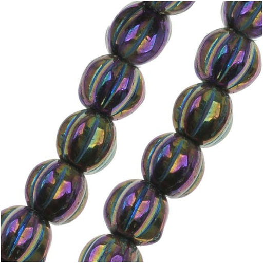 Drop Beads Glass 6x4mm Czech Rose Vitrail
