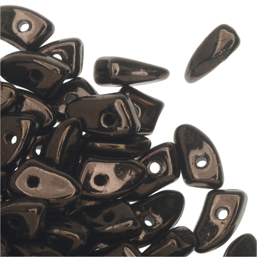 Czech Glass, Prong Beads 6x3.5mm, Dark Bronze (2.5