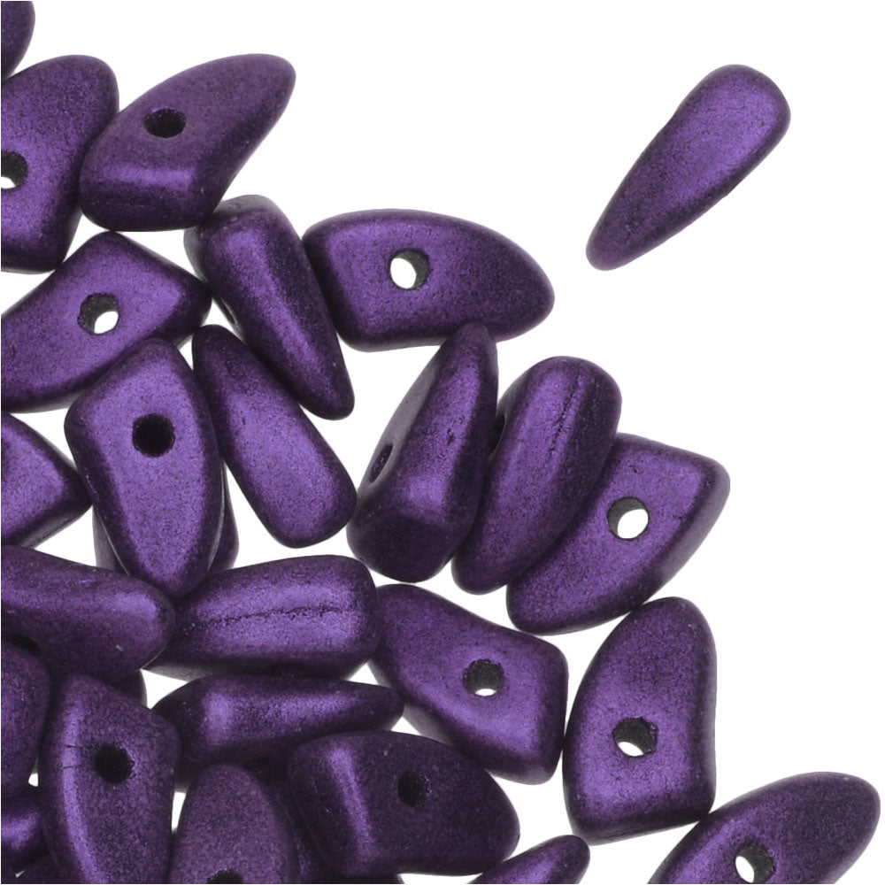 Czech Glass, Prong Beads 6x3.5mm, Metallic Purple Suede (2.5