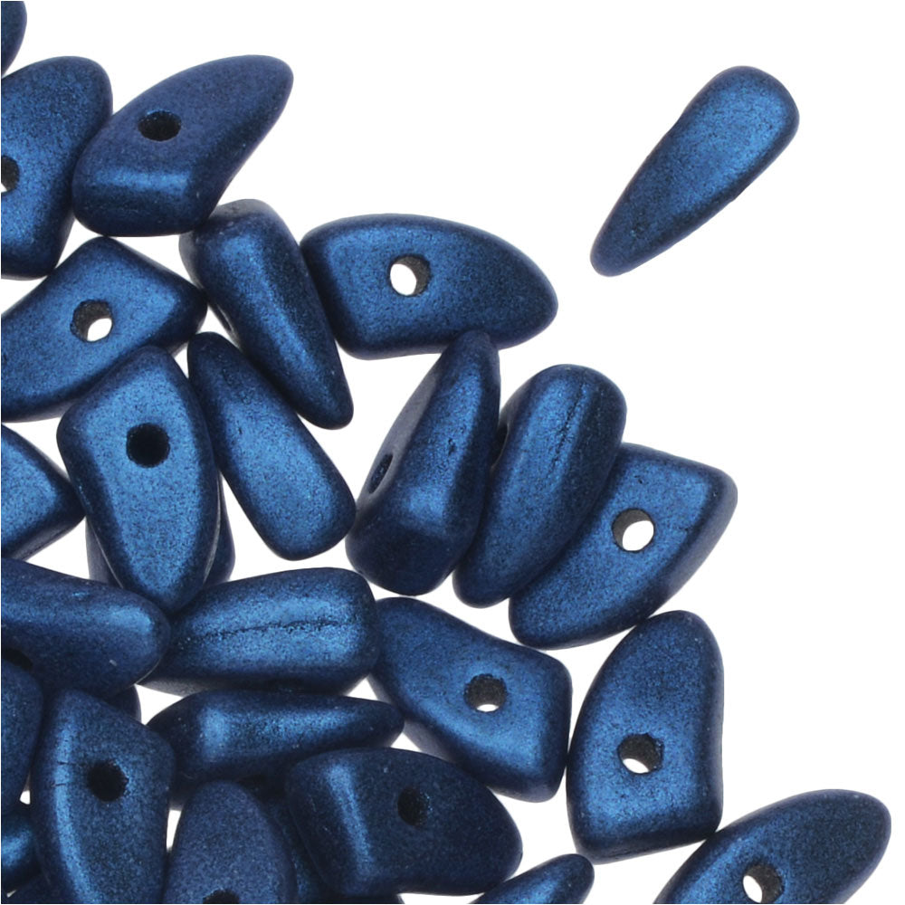 Czech Glass, Prong Beads 6x3.5mm, Metallic Blue Suede (2.5