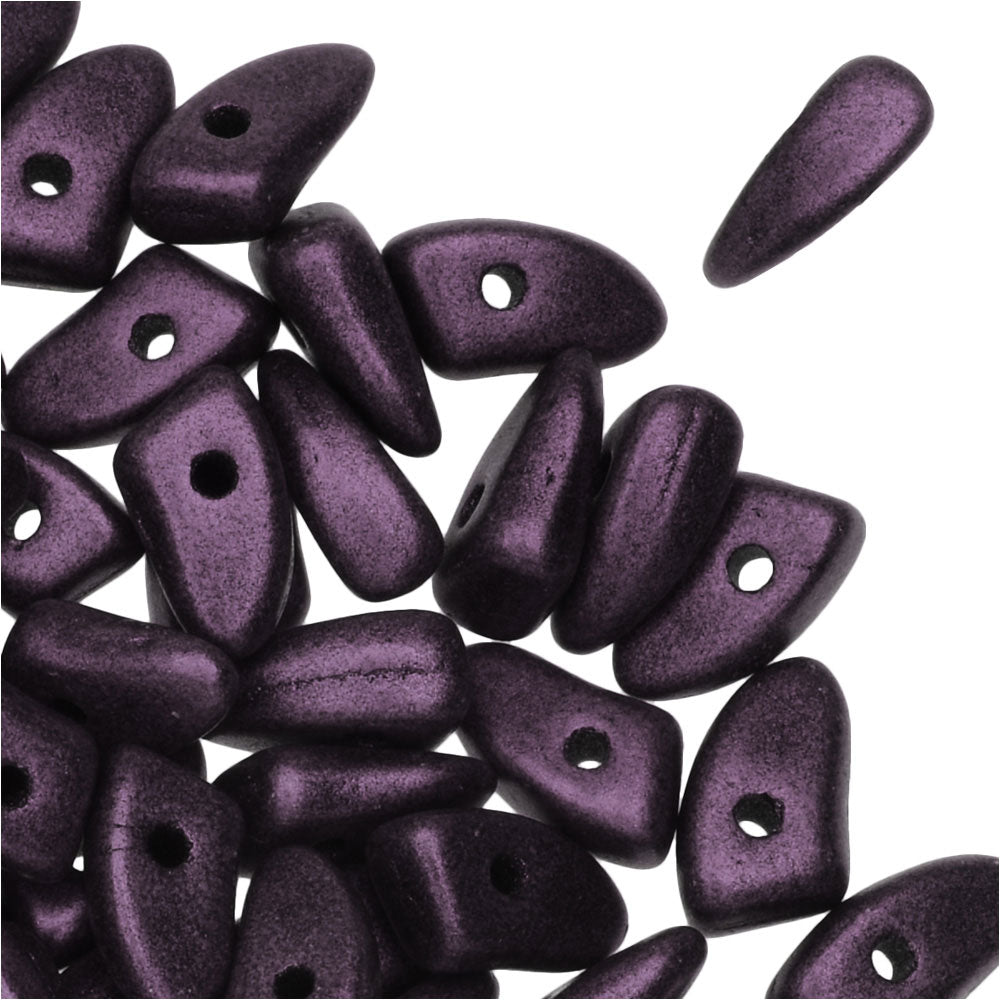 Czech Glass, Prong Beads 6x3.5mm, Metallic Dark Plum Suede (2.5