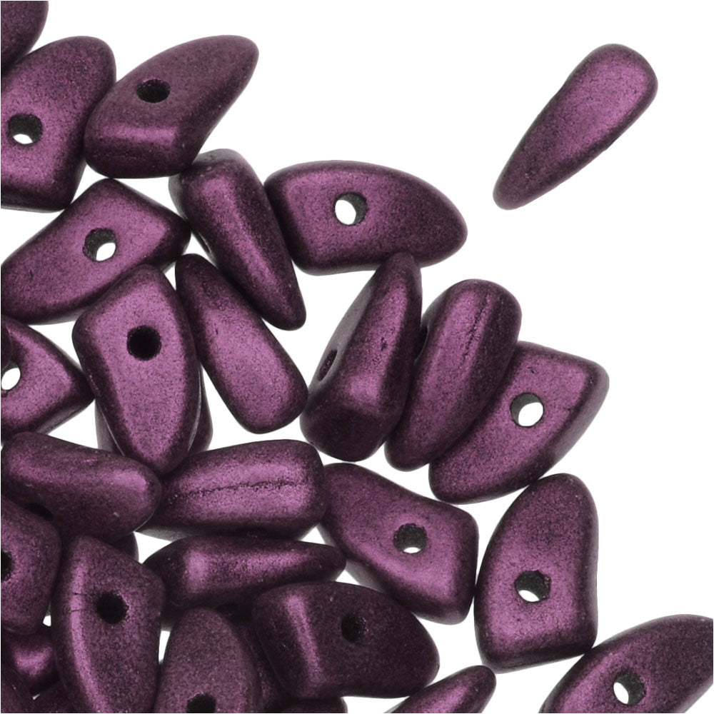 Czech Glass, Prong Beads 6x3.5mm, Metallic Pink Suede (2.5