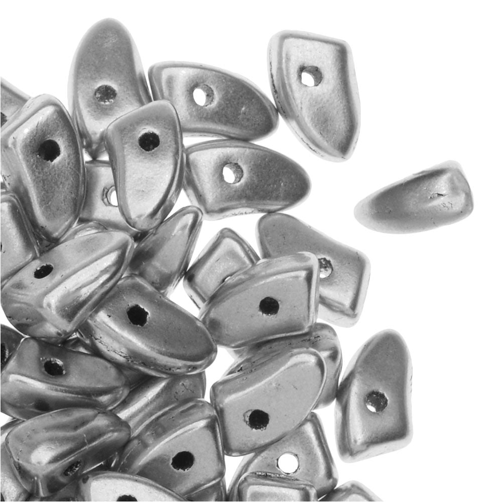 Czech Glass, Prong Beads 6x3.5mm, Matte Metallic Silver (2.5