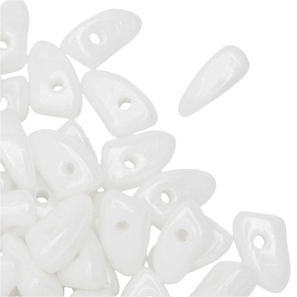 Czech Glass, Prong Beads 6x3.5mm, Opaque White Luster (2.5