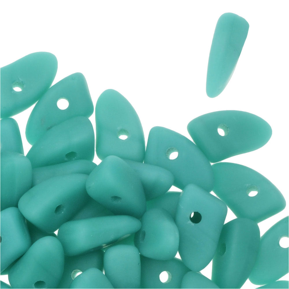 Czech Glass, Prong Beads 6x3.5mm, Matte Turquoise (2.5