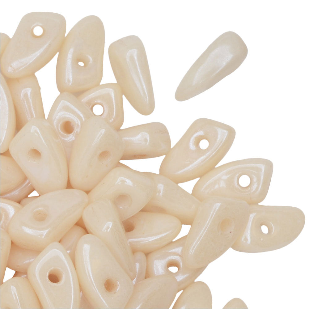 Czech Glass, Prong Beads 6x3.5mm, Opaque Champagne Luster (2.5