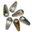 Czech Glass Beads, Teardrop 23x11.5mm, 6 Pieces, Crystal Halfcoat Vitrail
