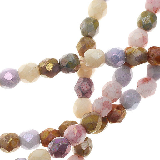 Czech Fire-Polish Bead 3mm Opaque Gold and Smoky Topaz Luster (50pc Strand)  by Starman