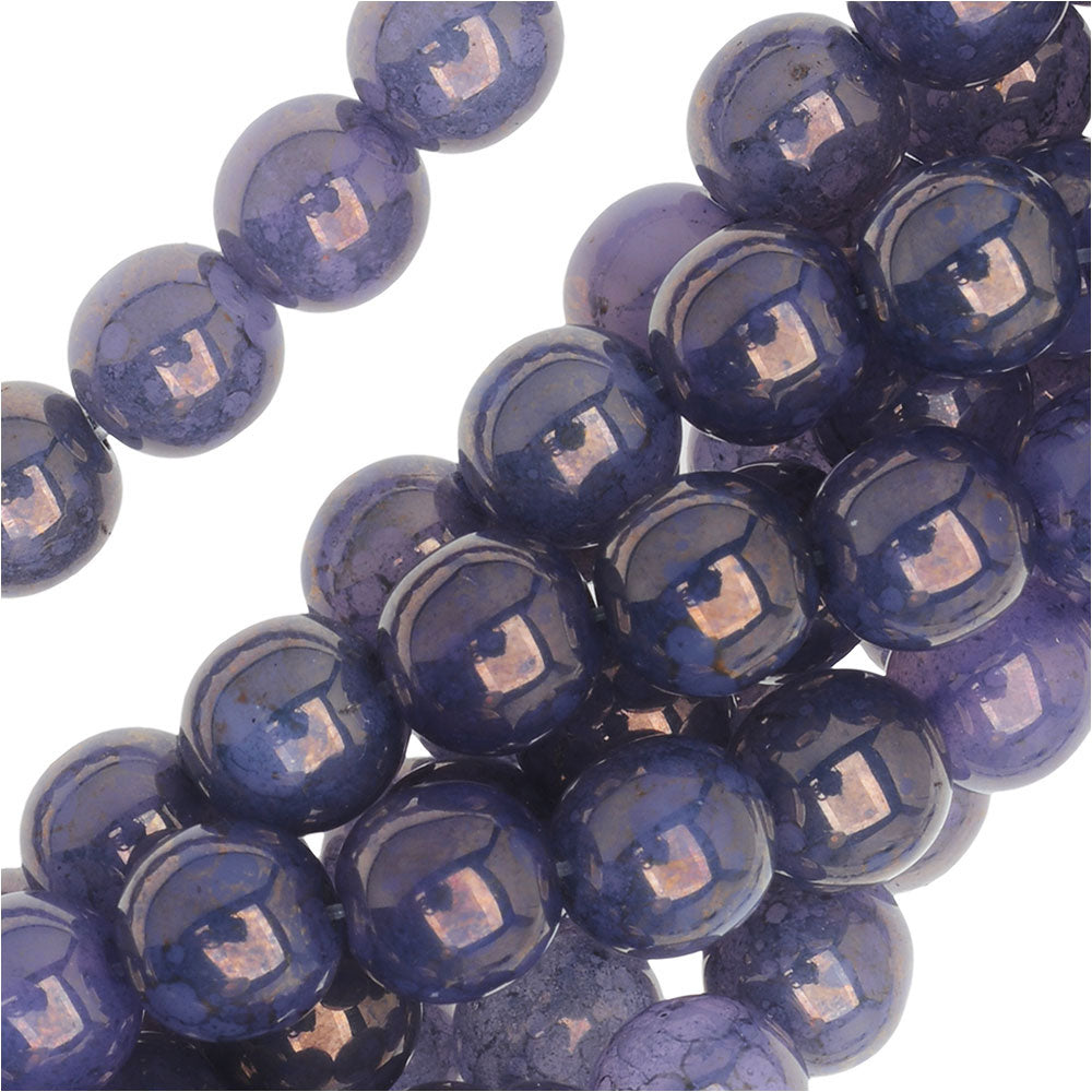 Czech Glass Beads. Round Druks 6mm, Milky Alexandrite Moon Dust (1 Strand)