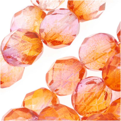 Czech Fire Polished Glass Beads 8mm Round 'Crystal/Color Mix' (25 pcs) 