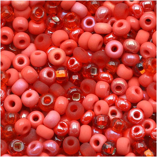 Czech Glass Druk Large Hole Beads in size 6mm, Red Coral Opaque
