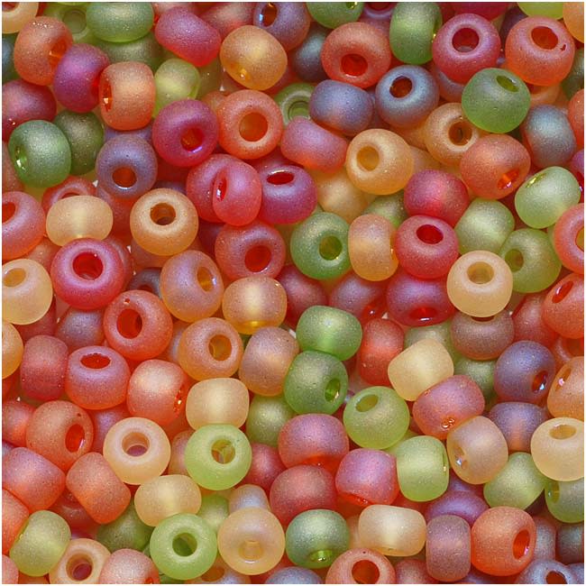 Czech Glass Seed Beads, 6/0 Round, Fall Harvest Green & Orange Mix (1 Ounce)