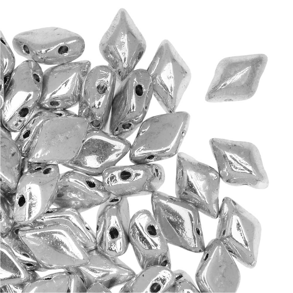 Czech Glass GemDuo, 2-Hole Diamond Shaped Beads 8x5mm, Full Labrador (8 Grams)