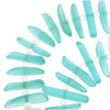 Cultured Sea Glass, Fishbone Beads 20-26mm, Aqua Blue (20 Pieces)