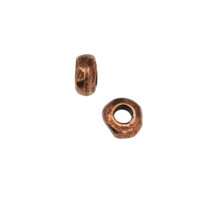 Metal Bead, Organic Round Spacer 5mm, Antiqued Copper, by Nunn Design (2 Pieces)