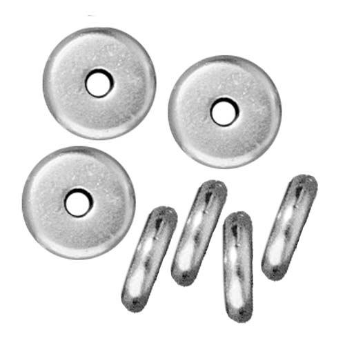 TierraCast Bright Silver Plated Lead-Free Pewter Disk Heishi Spacer Beads 6mm (10 Pieces)