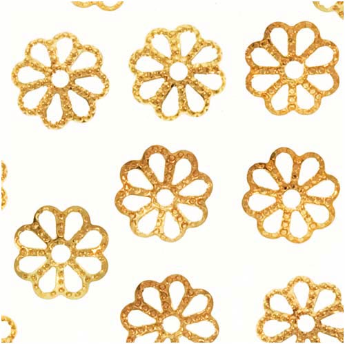 22K Gold Plated Open Petal Flower Bead Caps 7mm (50 pcs)