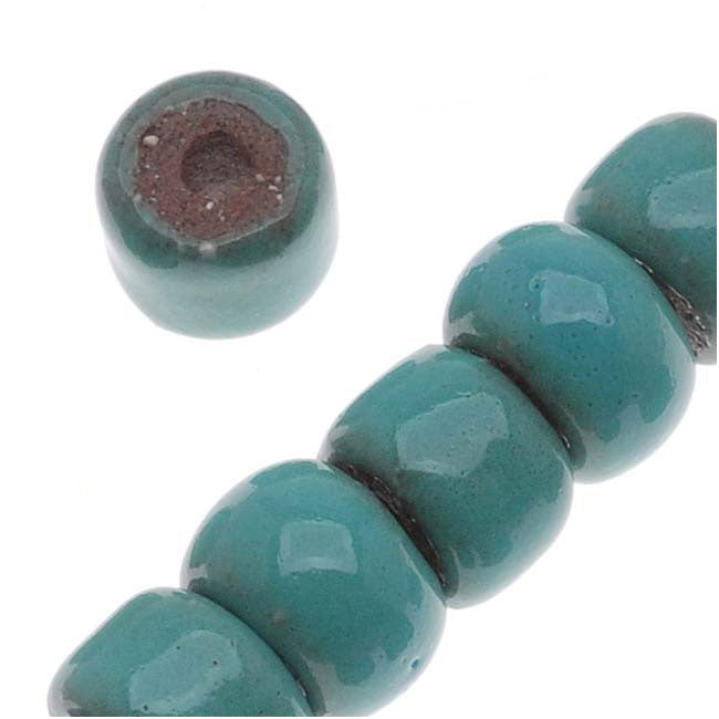 Clay River Designs Porcelain Beads, 5x6mm Glazed Short Tube Cylinder, Aqua Fresca (12 Pieces)