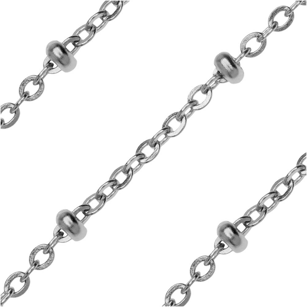 Stainless Steel Saturn Cable Chain, 2.5x2mm, by the Foot