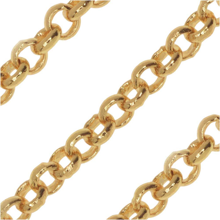 22K Gold Plated Rolo Chain, 3mm, by the Foot — Beadaholique