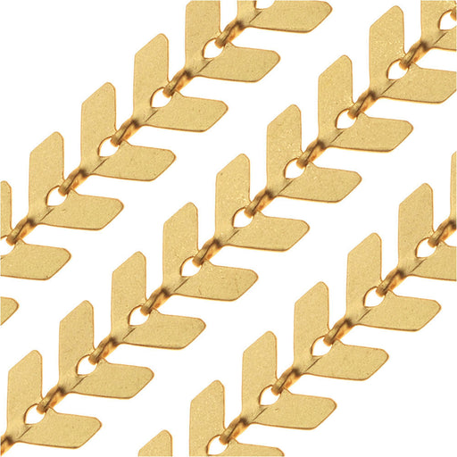Matte Gold Plated Chevron Chain, 6.5mm, by the Foot