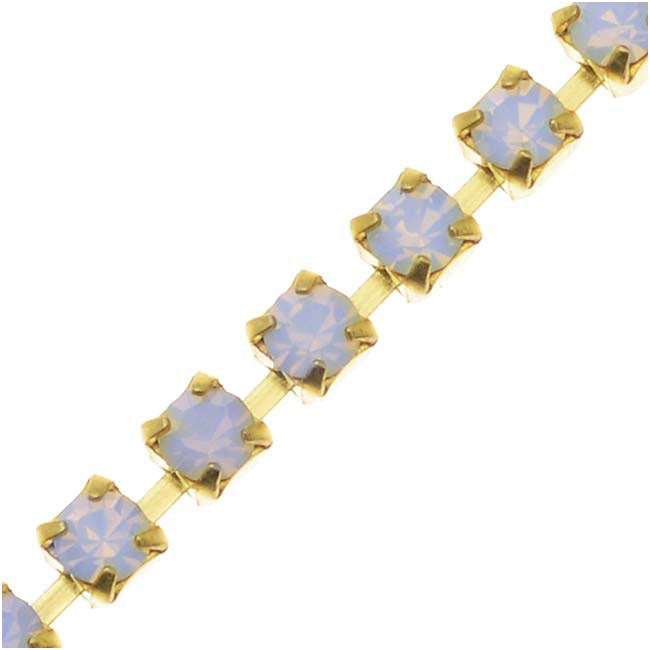 Preciosa Czech Crystal Rhinestone Cup Chain, 18PP, White Opal/Brass, by the Foot