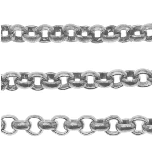 Antiqued Silver Plated Rolo Chain, 2mm, by the Foot