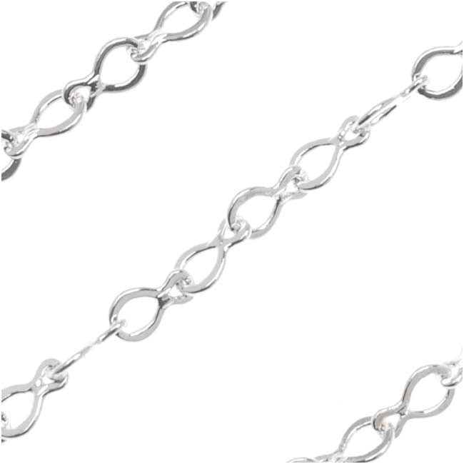 Silver Plated Teardrop Krinkle Chain, 2mm, by the Foot