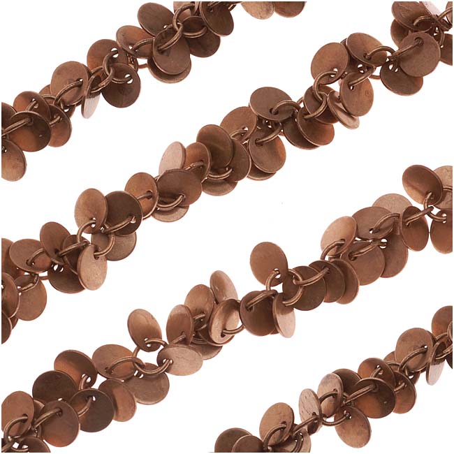 Charm Chain, Coin 6mm, Antiqued Copper Plated, by the Inch