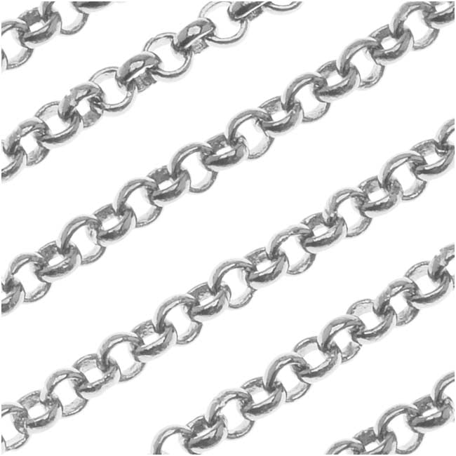 Antiqued Silver Plated Rolo Chain, 3mm, by the Foot