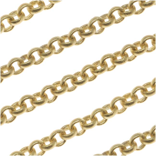 Matte Gold Plated Rolo Chain 3mm by the Foot