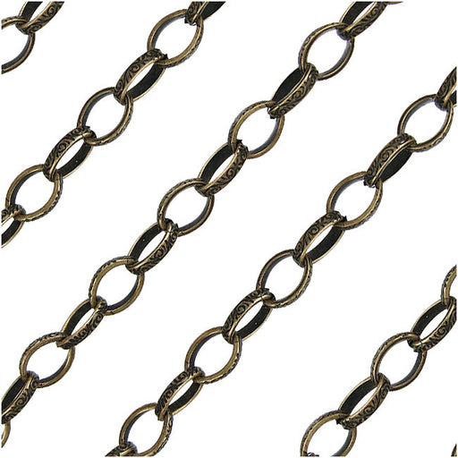 Antique Brass-Plated 8x7mm, 15 Gauge Cable Chain by the Foot