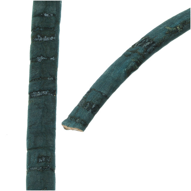 Mini Flat Portuguese Cork Cord by Regaliz, 5x1.5mm, Dark Teal, by the Inch