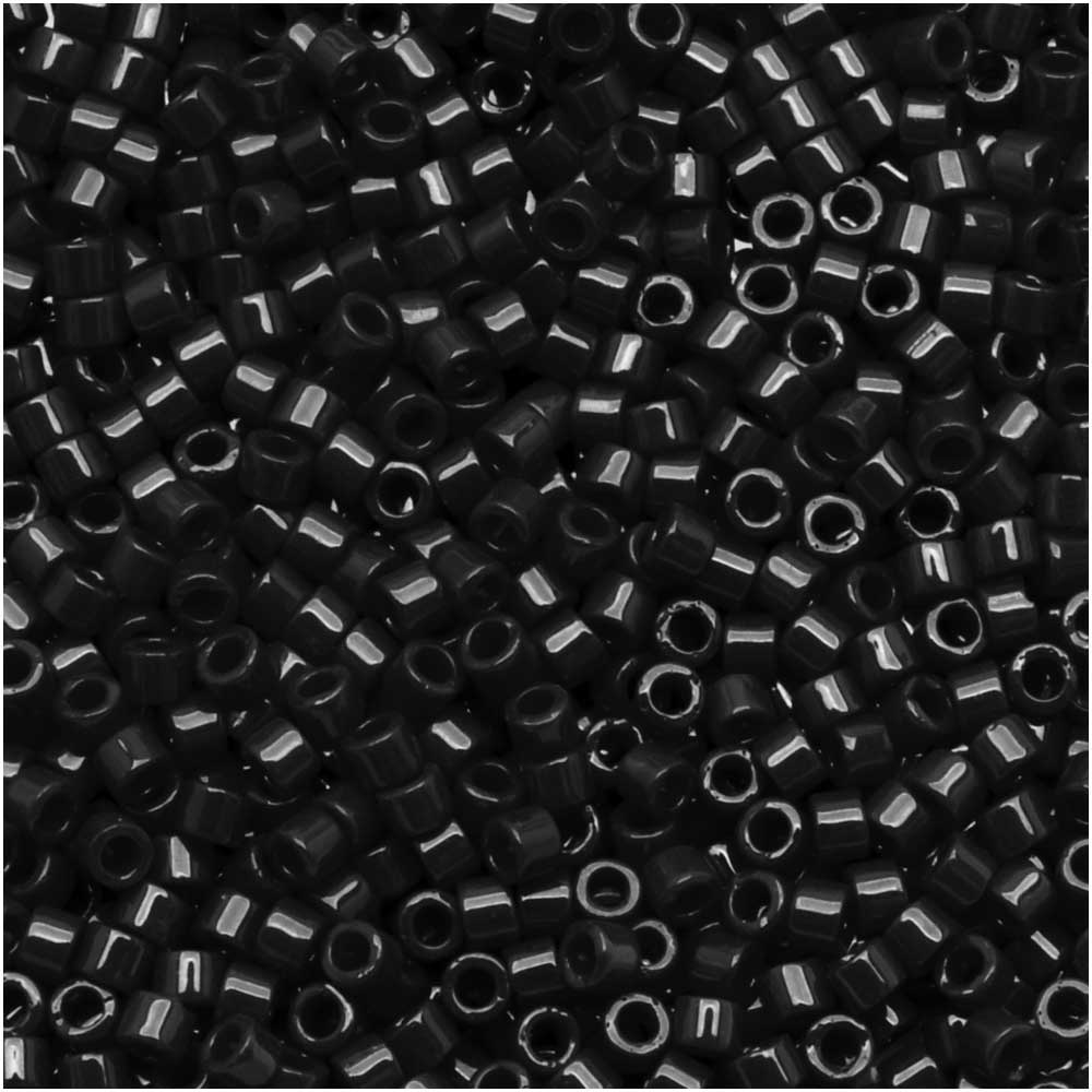 Miyuki Delica Seed Beads, 11/0 Size, Black Opaque DB010 (2.5