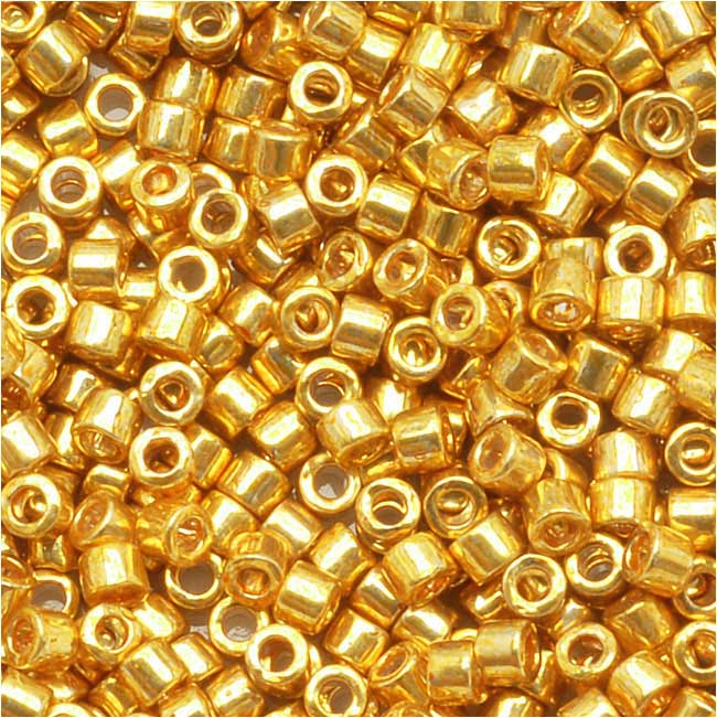Miyuki Delica Seed Beads, 11/0 Size, Galvanized Yellow Gold DB410 (2.5