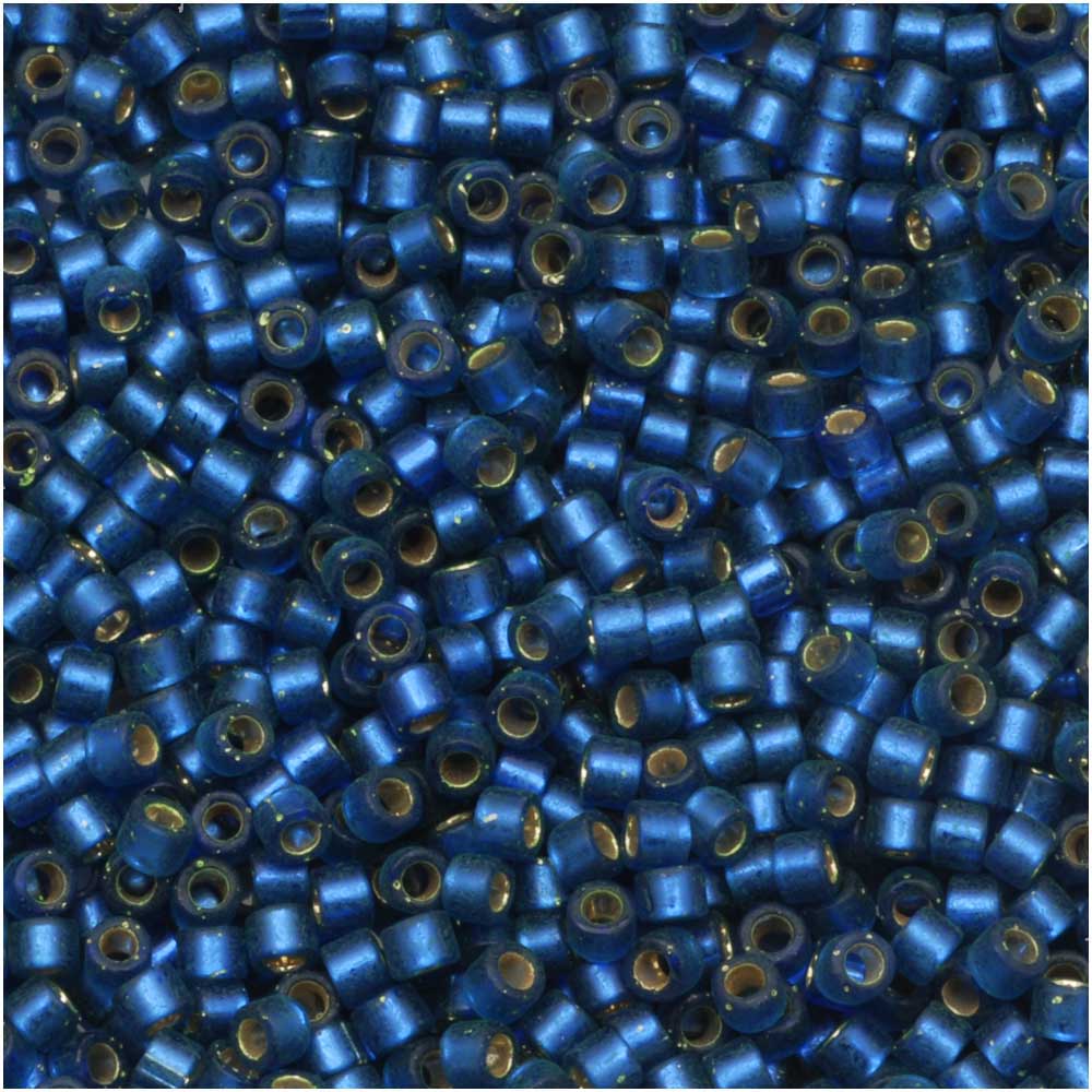 Miyuki Delica Seed Beads, 11/0 Size, Semi Matte Silver Lined Medium Blue DB693 (2.5