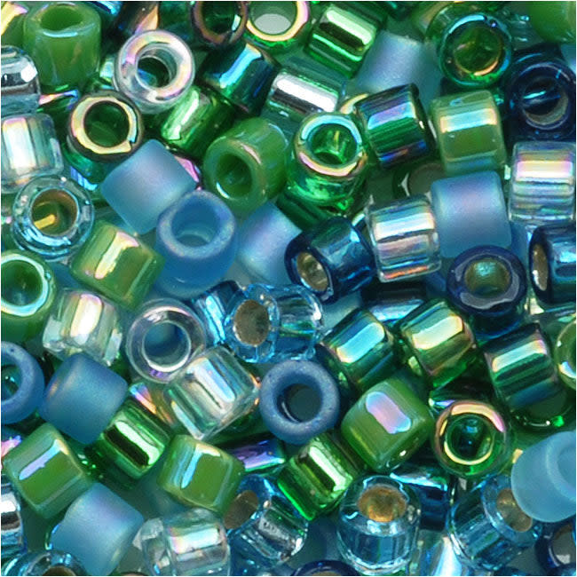 Miyuki Delica Seed Beads, 10/0 Size, Mix Lagoon Blue Green (7.2 Grams)